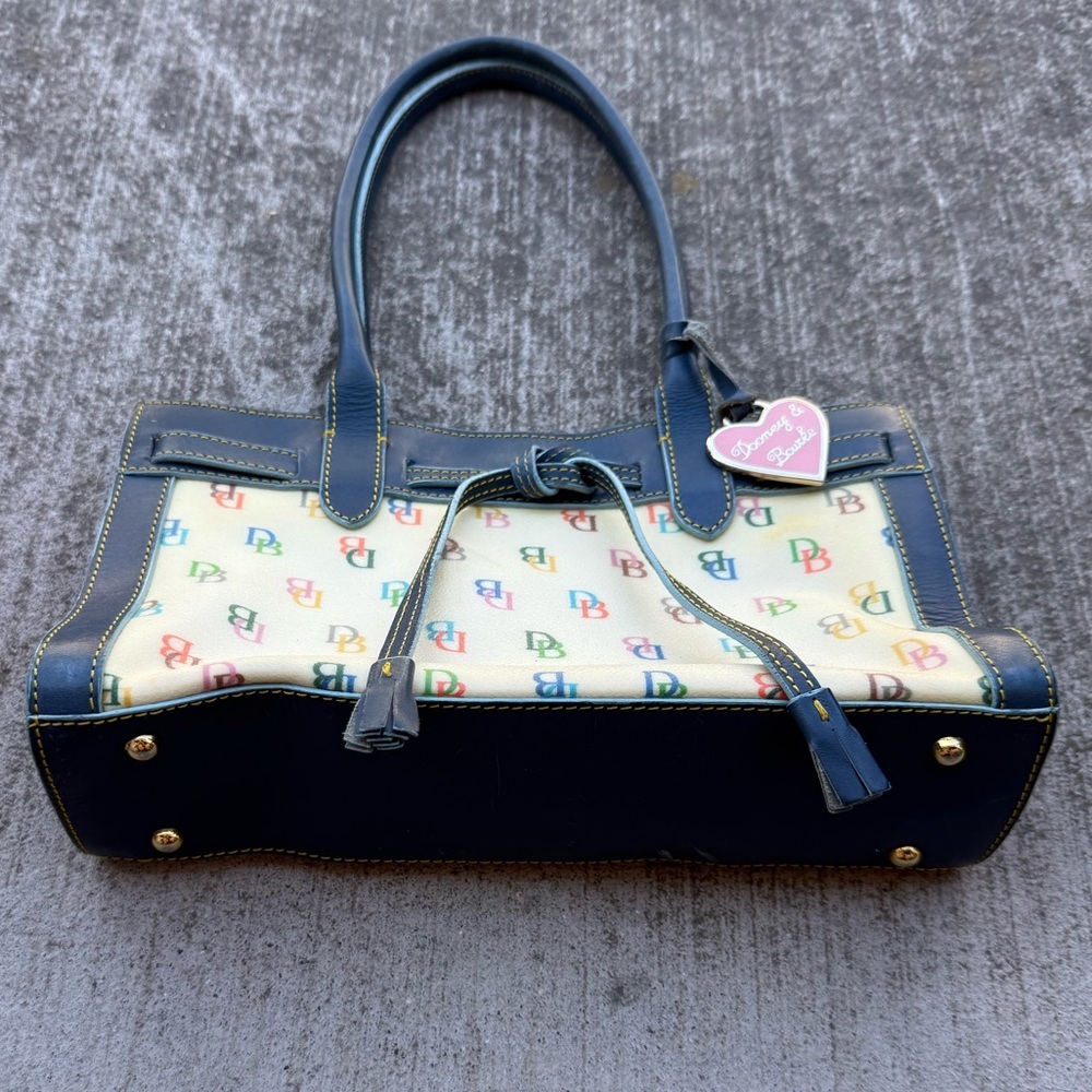 Dooney & Bourke Navy Trim Multicolor Logo Tote - Picture 9 of 9